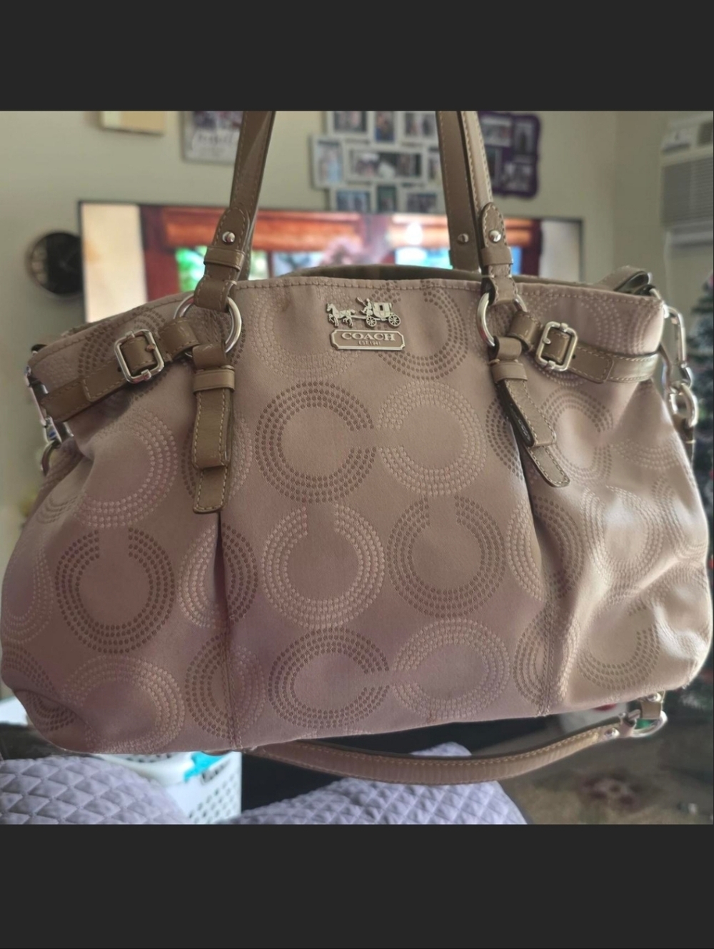 Coach Nude/Taupe Leather Signature Tote